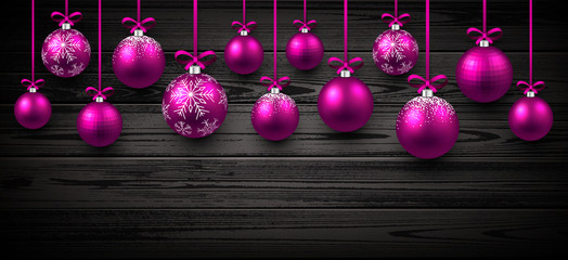 Obraz premium New Year banner with Christmas balls.