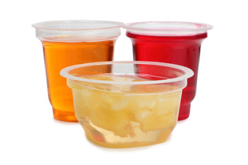 Jelly of tropical fruits on a white background