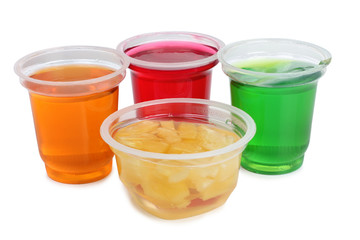 Jelly of tropical fruits on a white background