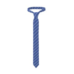 Front view blue tie with strips isolated on white. 3D illustration
