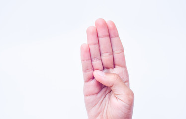 four finger sign,hand sign concept