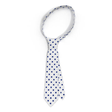 Front view white tie with dots. 3D illustration