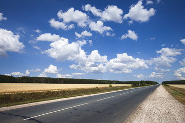 on the road with clouds