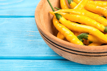 Yellow hot peppers in bowl
