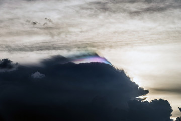 Beautiful natural iridescent cumulus phenomenon