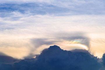 Beautiful natural iridescent cumulus phenomenon