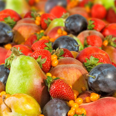 Image of  many fruits close-up
