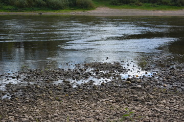 
beautiful water landscape, river and stones, nature