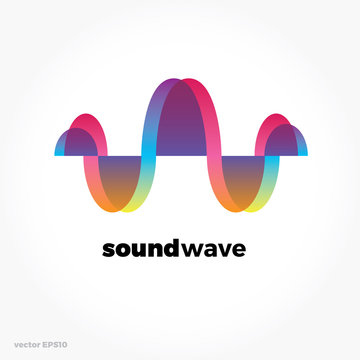 Sound wave symbol logo. Colorful gradient. Modern flat layered vector illustration stylish design element