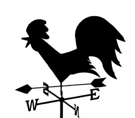 The weathervane cock. Silhouette.  - obrazy, fototapety, plakaty