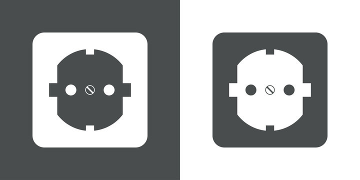 Icono plano enchufe electrico gris