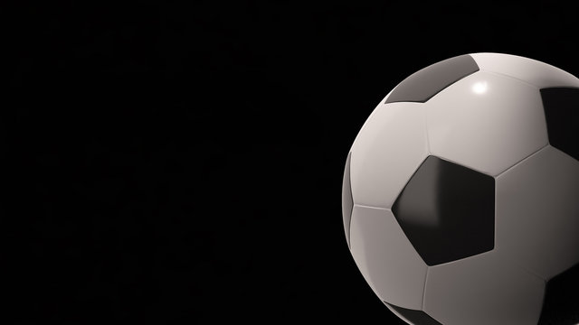 3D render of a soccer ball on dark background
