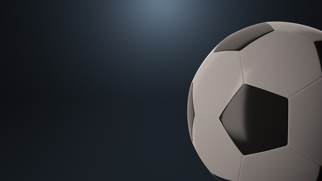 3D render of a soccer ball on dark background