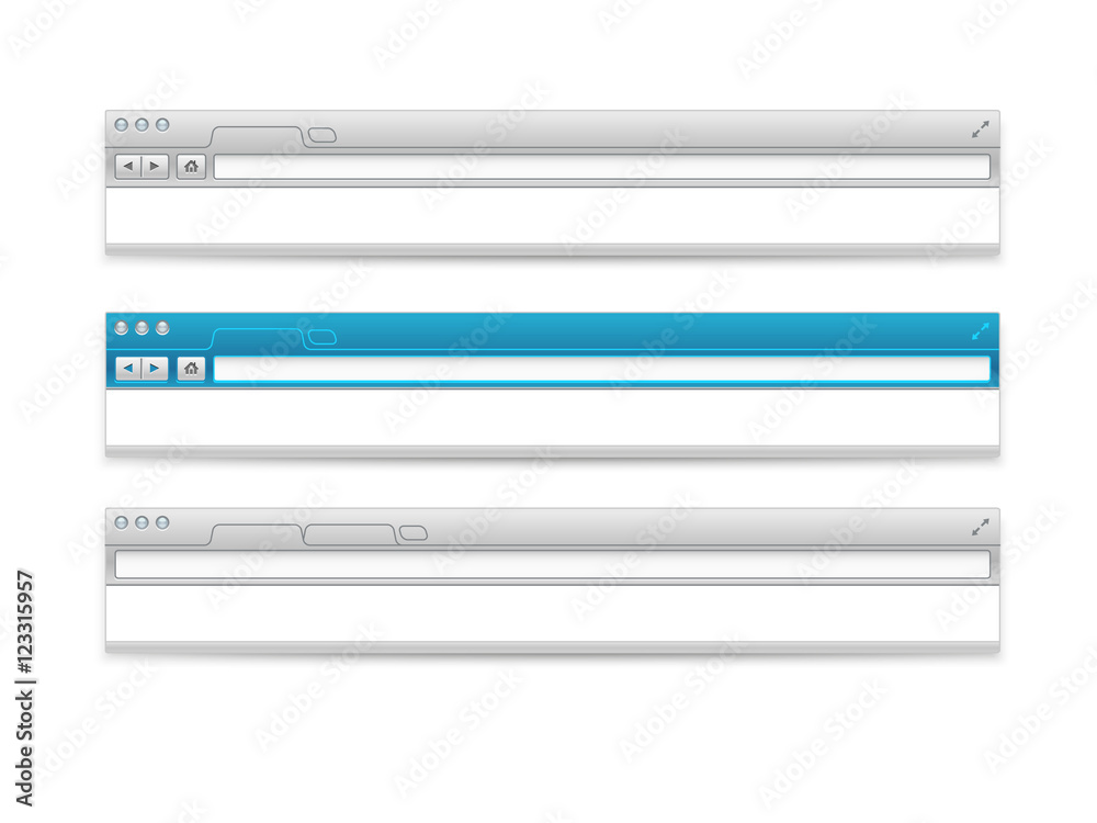 Poster Opened browser headers set. Vector mockup. Past your content int