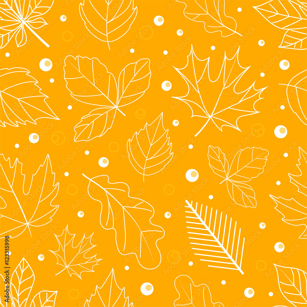 Poster autumn seamless vector pattern. fall leaves collection