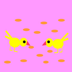 Birds eating grains abstract