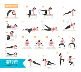 Woman workout fitness, aerobic and exercises. Vector Illustratio