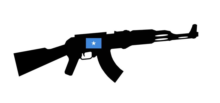 Drapeau de la Somalie sur un kalachnikov