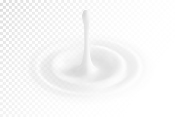 milk or white liquid drop, ripple surface. Cream circle with falling drip. Yogurt wave made by gradient mesh tool. isolated. vector. 3d illustration.