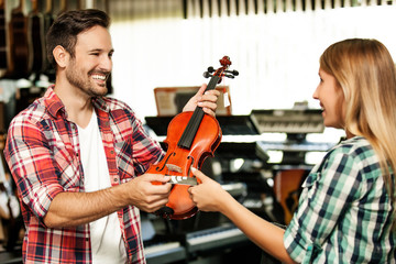 In the musical instruments store