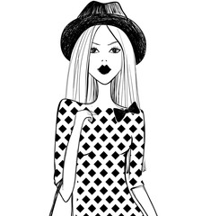 Fashion illustration.Vector girl.