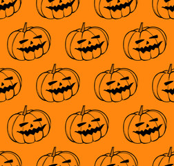 Halloween seamless pattern with pumpkin.