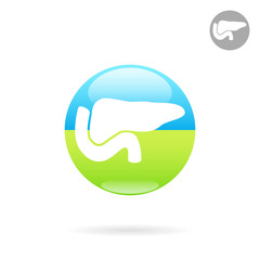 Pancreas medical icon on round plate