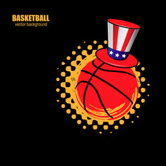 Vector illustration of a basketball. Uncle Sam's hat vector.