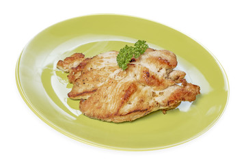 escalopes grillées sur assiette