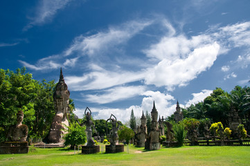 Obraz premium Buddhist statues at Buddha Park, Wat Xieng Khuan, Vientiane, Laos