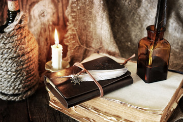 pirate object on wooden table