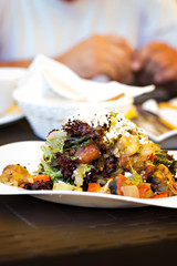 Roast vegetable and goat cheese salad