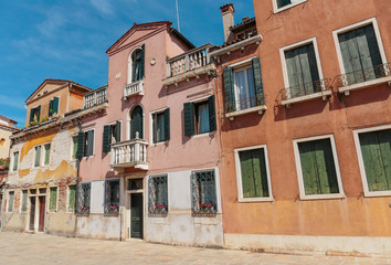 Street in the old town  in Venice Italy