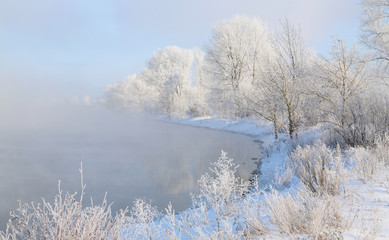Frosty morning on the riverbank