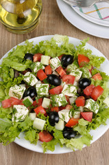 Vegetable salad with feta and olives