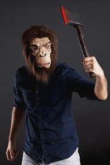 Scary person with axe