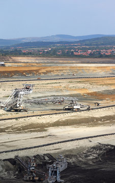 open pit coal mine with machinery