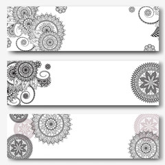 Vintage banners templates in indian ornamental style. Ornamental mandala. Indian, arabic ornaments. Banner, business card, flyer, invitation, greeting card, postcard. Vector illustration