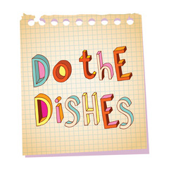 do the dishes unique lettering decorative text notepad paper message