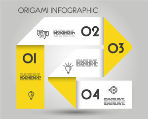 yellow origami infographic template