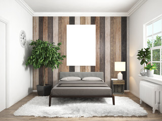 Modern bright interior . 3D rendering