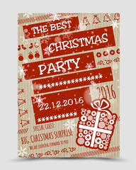 red christmas vintage party poster