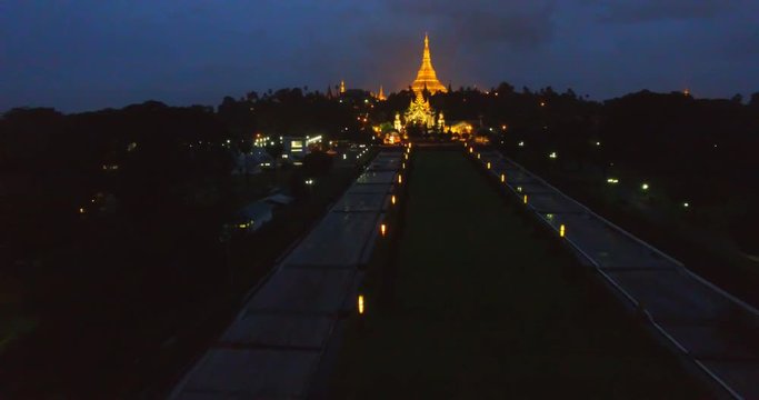 Evening 4k aerials of Yangon Myanmar