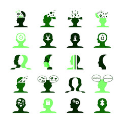 Mind Icons Set - Isolated On White Background - Vector Illustration, Graphic Design. For Web, Websites, Print, Presentation Templates, Mobile Applications And Promotional Materials