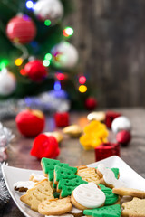 Obraz na płótnie Canvas Christmas cookies and Christmas tree background
