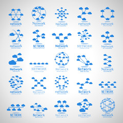Cloud Network Icons Set - Isolated On Gray Background - Vector Illustration, Graphic Design. For Web,Websites,App, Print,Presentation Templates,Mobile Applications And Promotional Materials