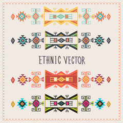 Ethnic Vector Set. Tribal Vector Set. Navajo Stile Vector. Tribal Vintage Ethnic Ornament. Ethnic Ornament  For Different Color Variations. Vector Ornament Stripes For Decoration. Tribal Pattern.