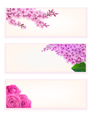 Vector floral flyer template with empty place for text