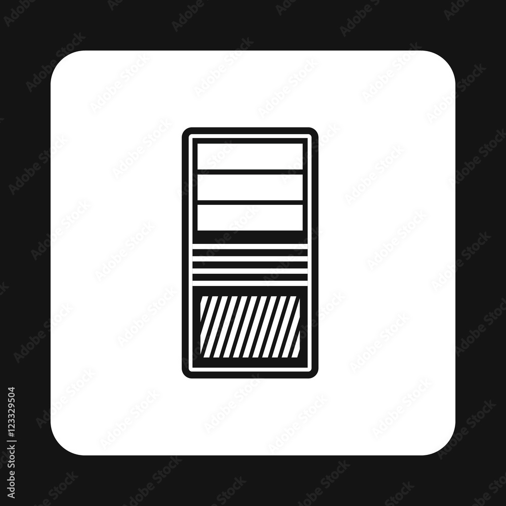 Poster system unit of computer icon in simple style isolated on white background. case symbol