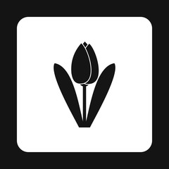 Tulip flower icon in simple style on a white background
